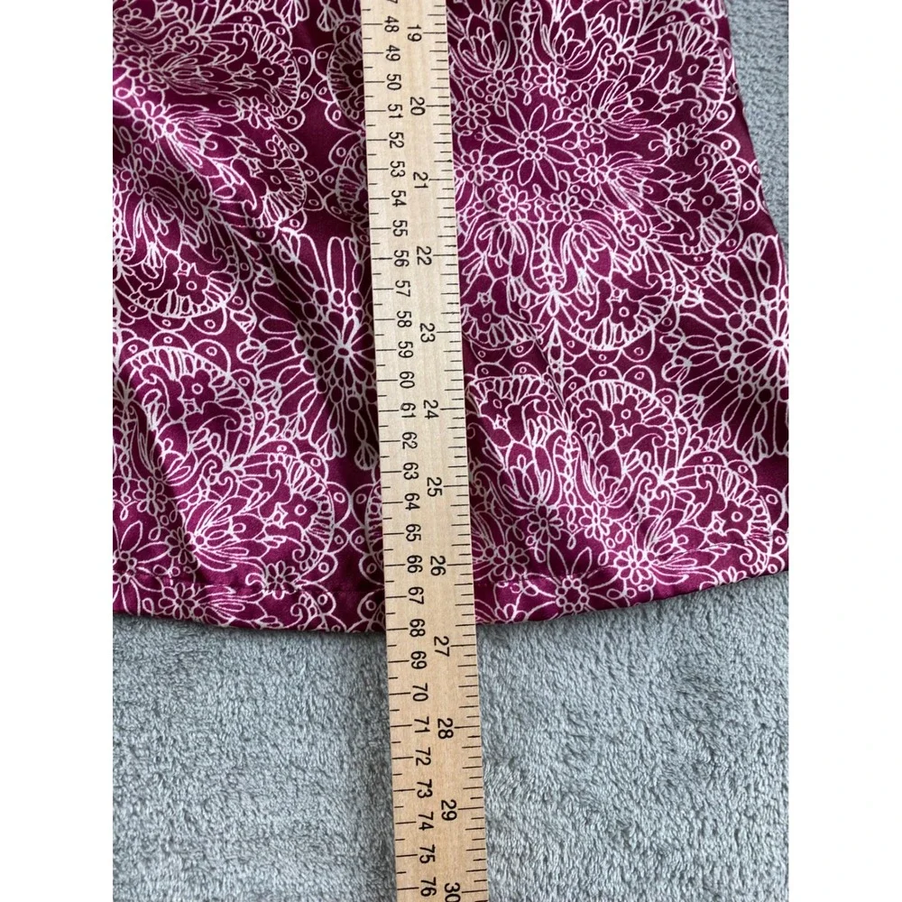 Jaclyn Smith Womens Pajama Top Long Sleeve Button Down Purple Floral Print Large